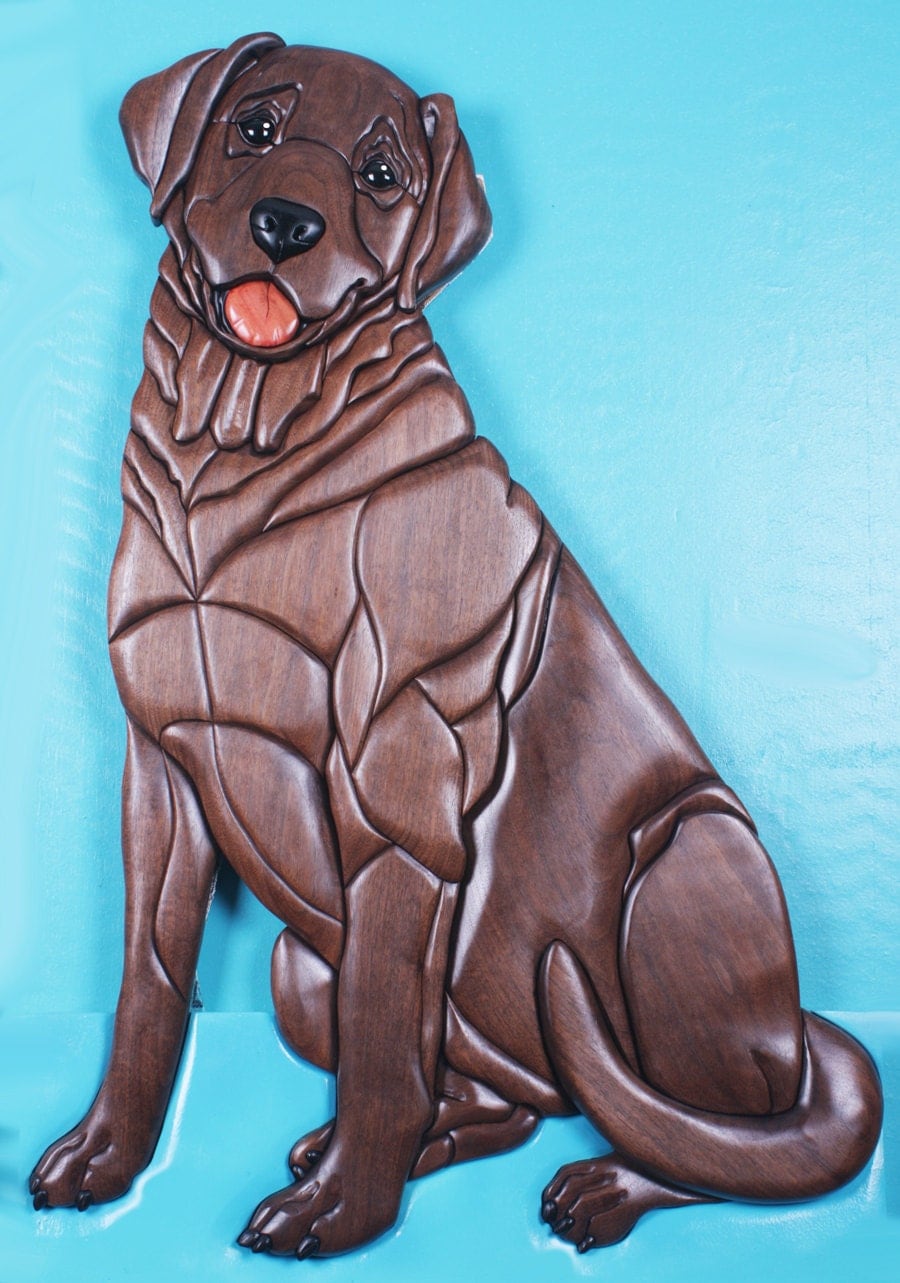 labrador retriever wood intarsia sculpture by kathywisedesigns