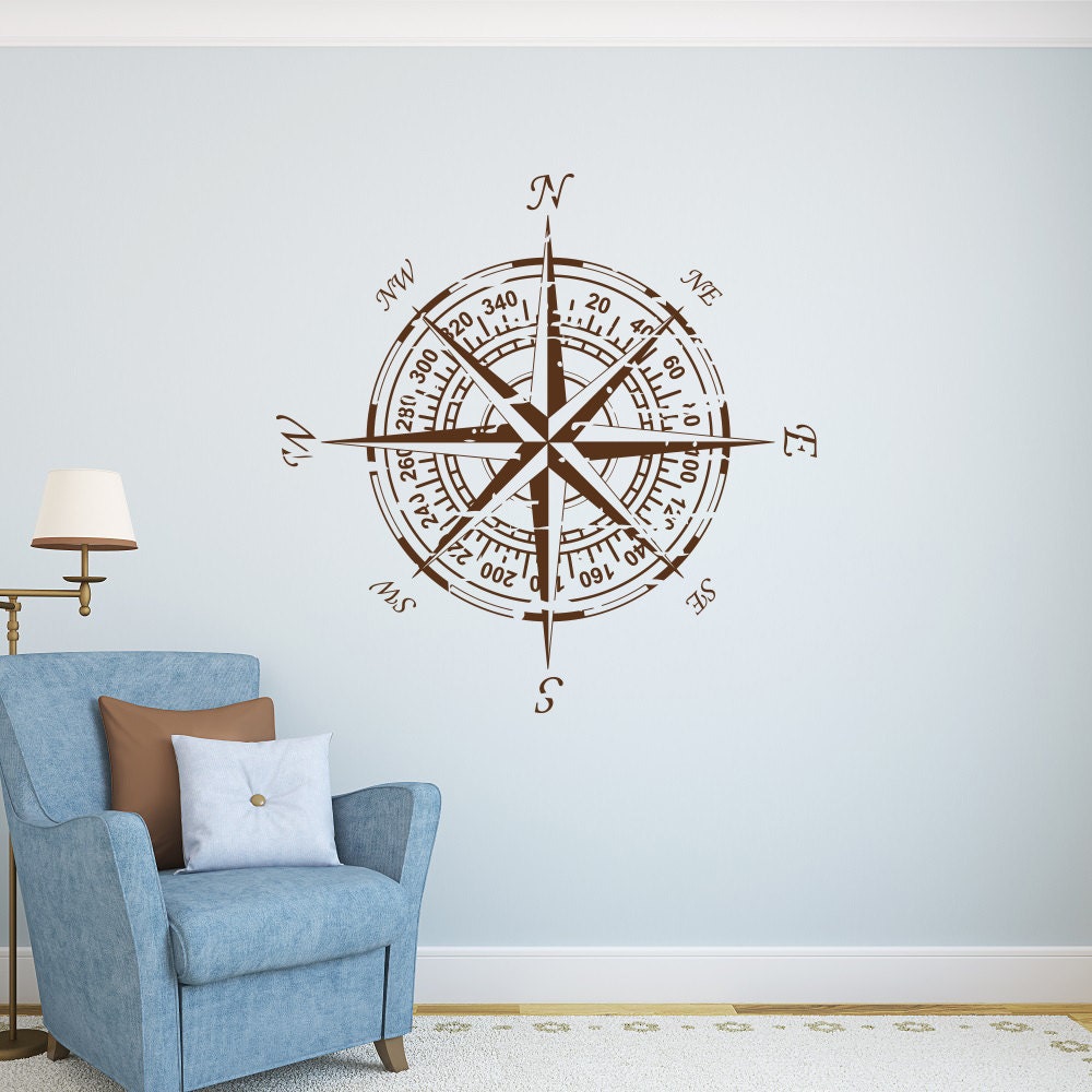 Compass Wall Decal Nautical Compass Wall Decal Compass Rose