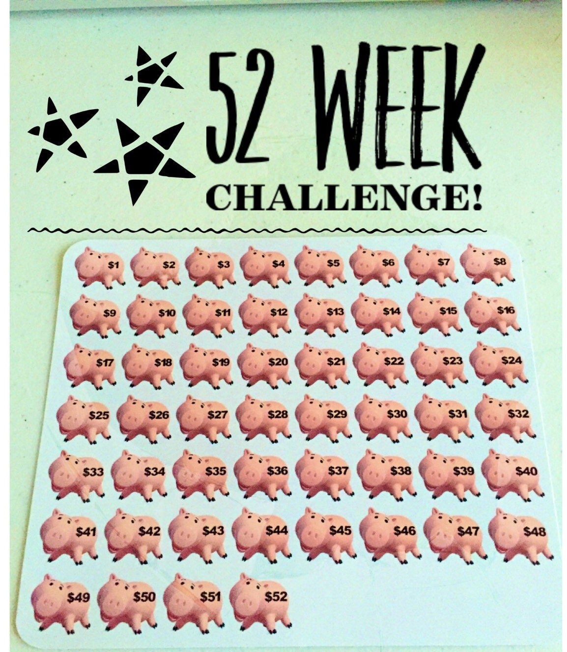 52 week challenge planner stickers