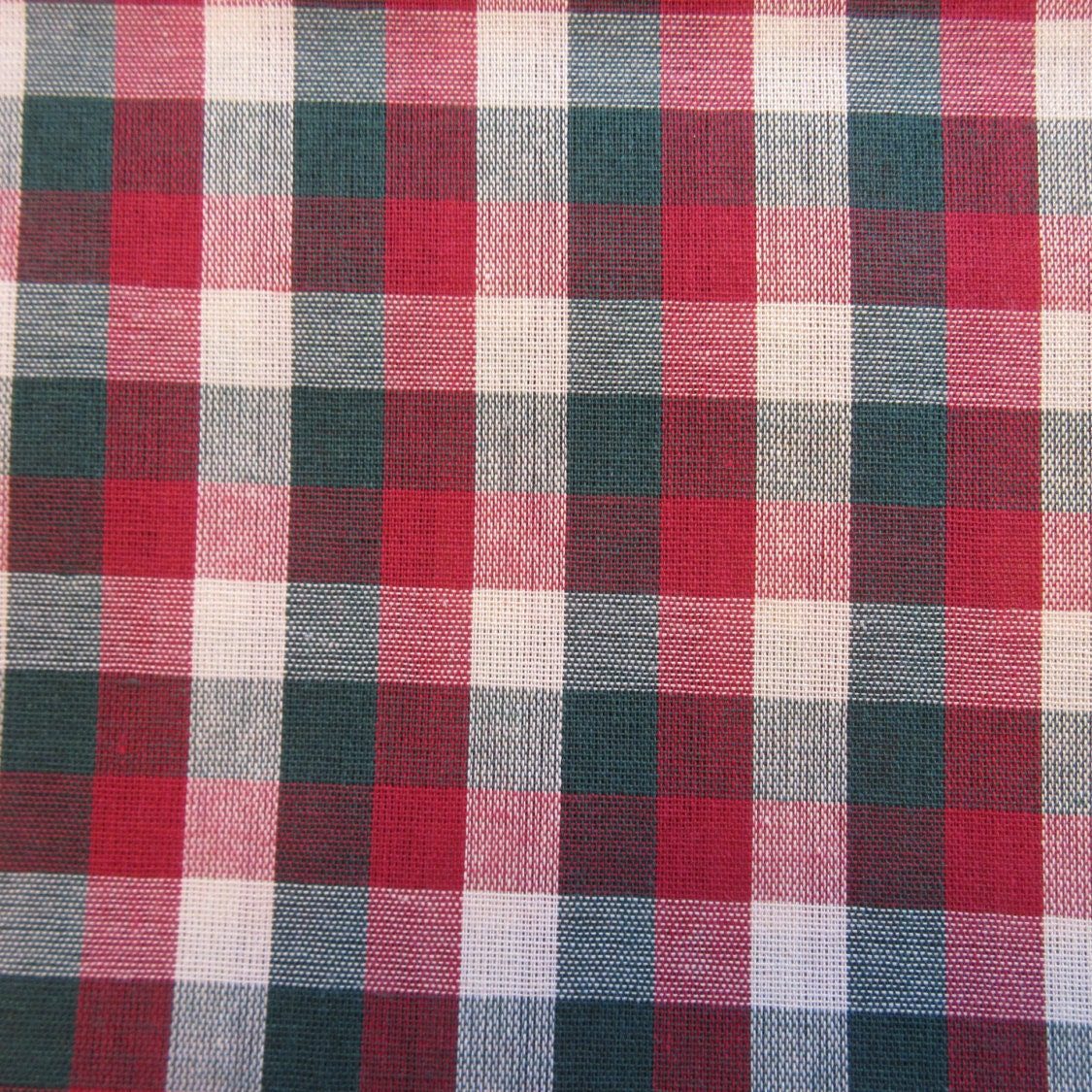 Holiday Plaid Quilt/Craft Fabric Red & Green on Beige