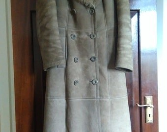 Vintage 70's Sheepskin Longline Coat with Persian Lamb Collar