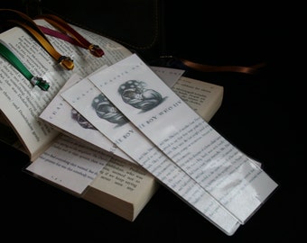 Laminated Harry Potter Bookmark with satin ribbon and Tibetan silver charm