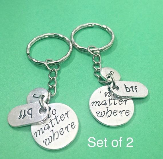 Best Friend Keychains set of 2 bff charm by InspirMeJewelryGifts