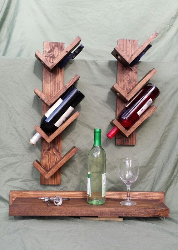 Items similar to 7 Bottle Wine Rack and Shelf on Etsy