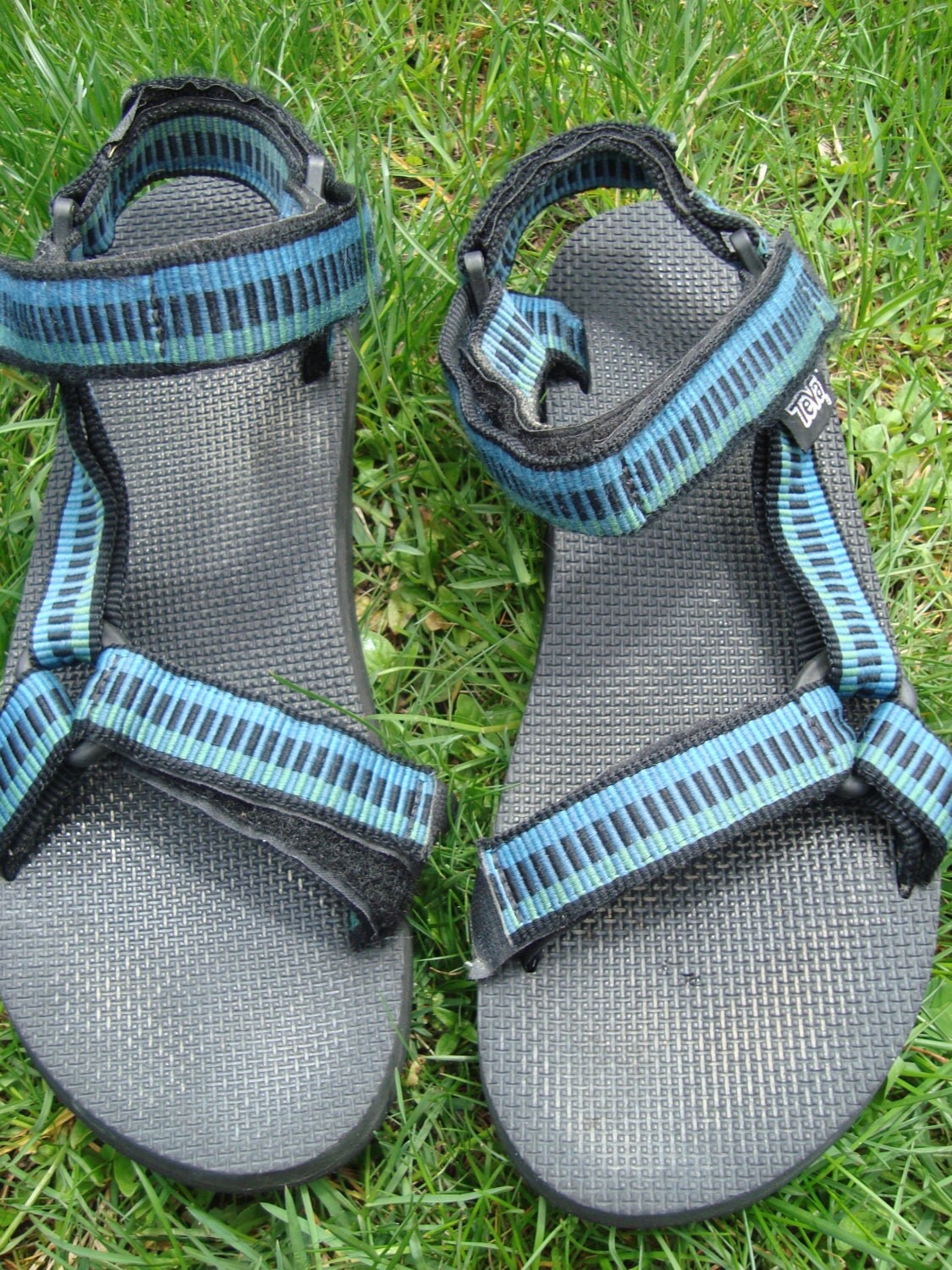 Teva Sandals 90s Vintage Tevas Aztec Strpie Blue Green Print