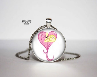 Pony Necklace, Pink pony pendant, Art Gifts, for Her, for him