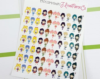 70 Tiny Sailor Moon Stickers, PGSM, Cystal, Anime, Manga, Kawaii, Cute Stickers, Planner Stickers, Pretty, Erin Condren, ECLP