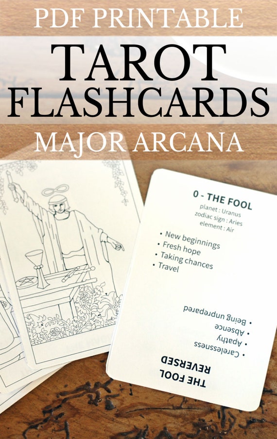 Printable PDF Tarot Cards Flashcards 22 Major by LearnTarotWithMe