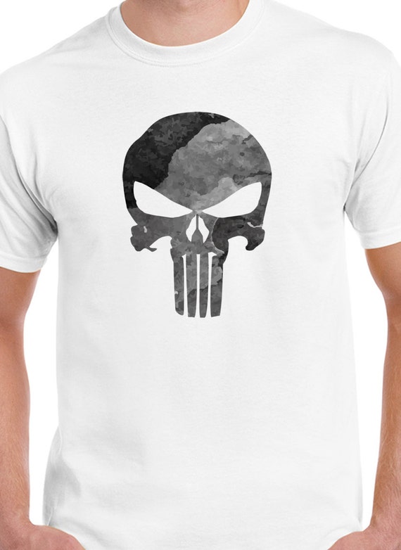 Grey Marvel Punisher Skull logo T-Shirt by WasabiTees on Etsy