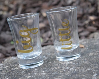 Set of Two, Big Little Shot Glasses, Sorority Glasses, Shot Glasses, Sorority Shot Glasses, Sorority Sister Gift, Big Little Gift, Sorority