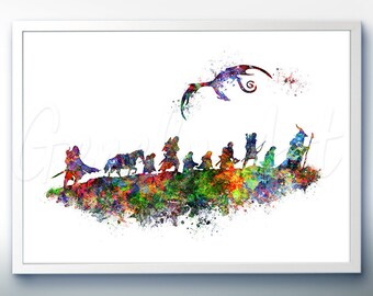 Lord of the Rings The Fellowship of the Ring Watercolor Art Poster Print - Art Watercolor Painting - Home Decor - House Warming Gift