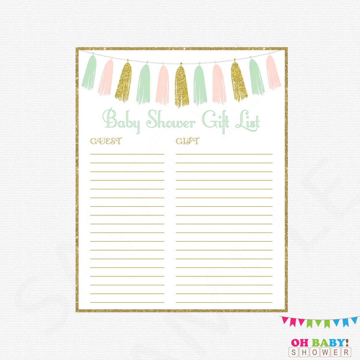 Shower Gift List Free Printable Pink Elephant Baby Shower Gift List 
