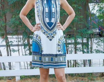 African Dashiki Dress Ankara Dress Hippie Dress Tribal Print Tunic Gypsy Dress Bohemian Dress Festival Top Party Dress African Clothing