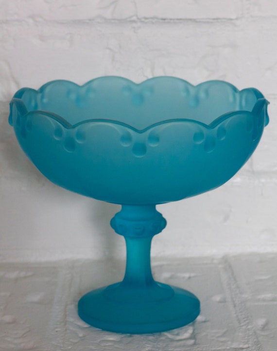 Vintage Indiana Glass Frosted Blue Bowl