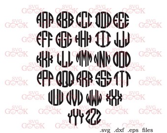 Circle Monogram Font SVG cut files, Circle Font svg cut files for use with Silhouette, Cricut and other Vinyl Cutters, digital cut file