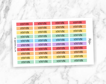 Youtube Planner Stickers / Rainbow Stickers / Header Stickers for use with Erin Condren LifePlanner™ / Minimalist | KA4