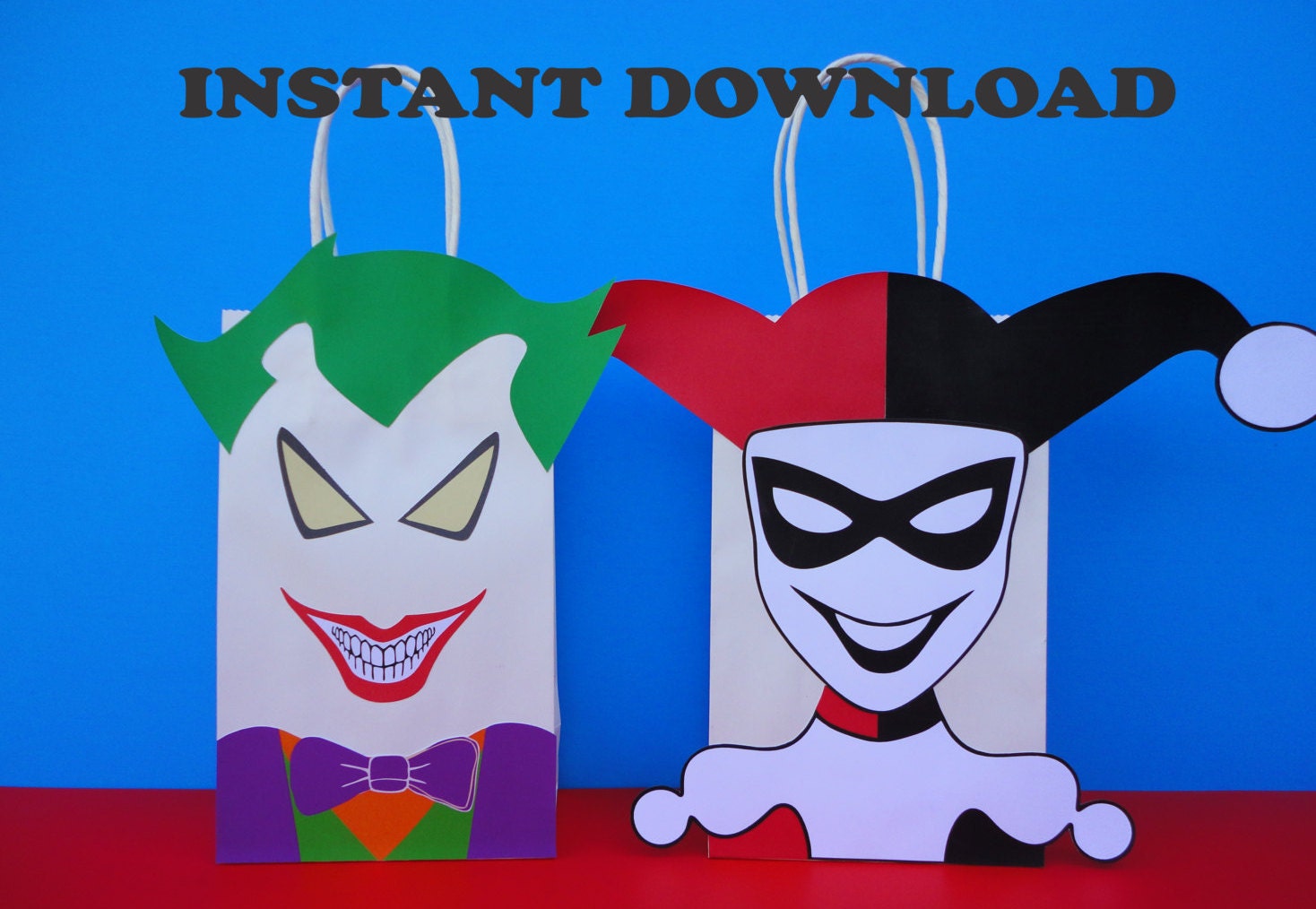 PRINTABLE: Harley Quinn/ Joker Favor Bags/ Birthday Party