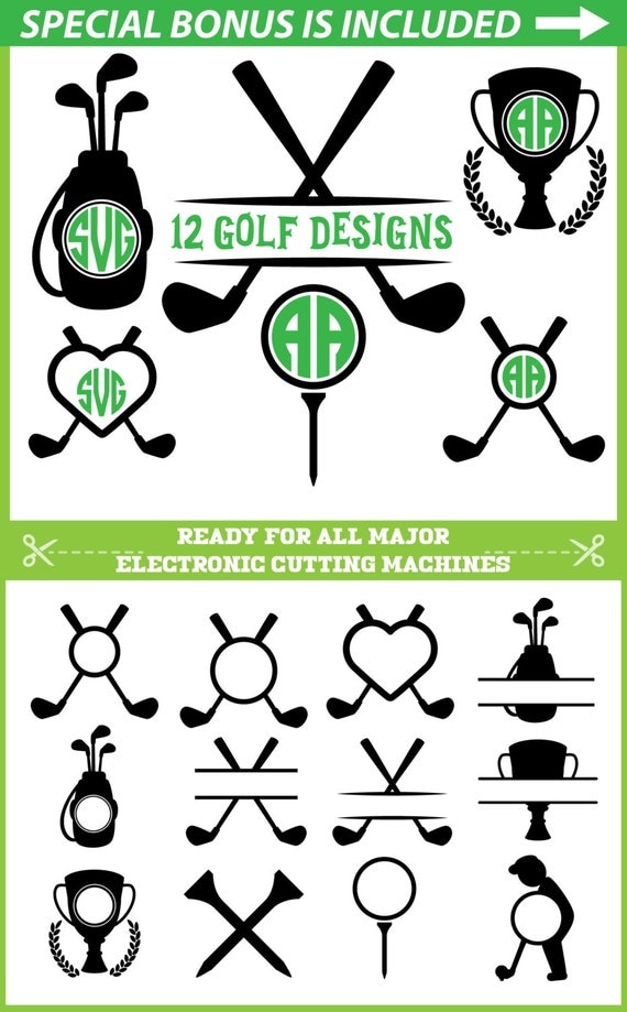 Download Golf SVG Cut Files Golf Monogram SVG Golf Clipart Golf by ...