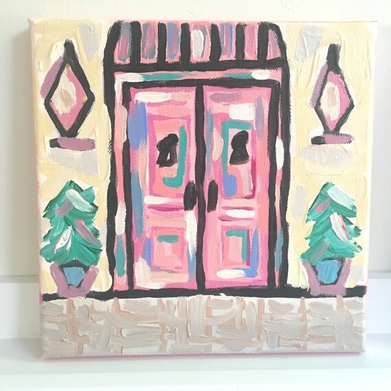 Door Painting Pink Door Abstract Art Acrylic Painting