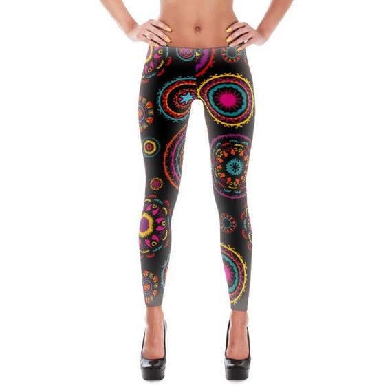 YOGA ART Leggings / Bold Beautiful Boho Printed Pants / Funky