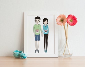 custom portrait, custom couple portrait, wall art, printable art, printable wall art, gift, valentines day, christmas gift, couple gift