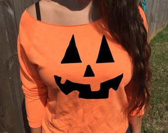 Pumpkin Face Halloween Sweater - Costume Party Outfit Idea - Jack O Lantern Face Sweater