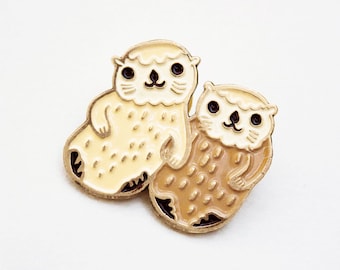 Otters holding hands ENAMEL PIN Otter Pin Otter Jewelry otter lapel pin otter enamel pin sea otter gifts cute pins best friend gift distance
