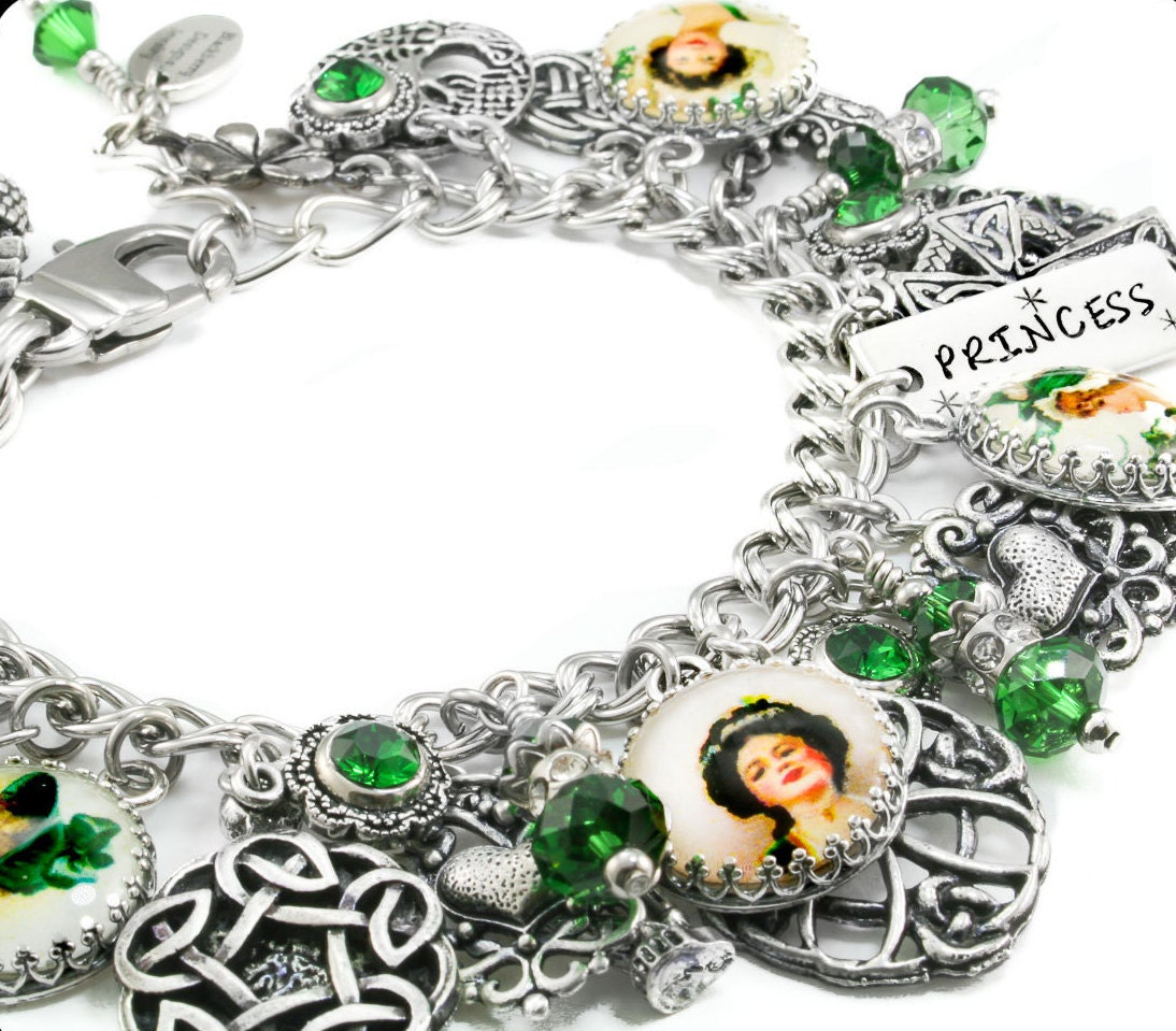 Celtic Jewelry Silver Charm Bracelet Irish by BlackberryDesigns