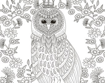 Unique owl coloring pages related items | Etsy