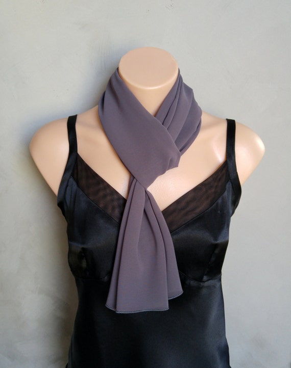 Purple Scarf, Aubergine Plum Dark Mauve Sheer Chiffon Skinny Scarf, Plum Scarf, Mauve Scarf, Aubergine Scarf, Mauve Summer Scarf, Scarf Plum