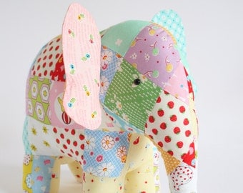 Trunk Show: elephant sewing pattern, patchwork elephant, elephant pattern, elephant toy, elephant plush, elephant softie, soft toy elephant,