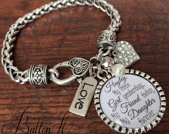 Mother daughter bracelet, personalized wedding, mother daughter jewelry, wedding gift for BRIDE from mom, Daughter in law, charm bracelet