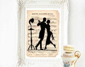 Items similar to Art Deco romantic dancing couple French art print ...