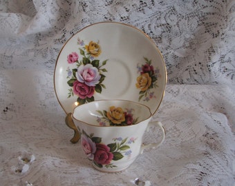 Vintage Rosina Teacup & Saucer, Fine Bone China, Est. 1875, Made in England