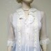 1950s Nylon and lace Shear Feminine Blouse with Lucite and Rhinestone buttons size M