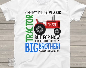 tractor big brother shirt colorful perfect pregnancy announcement for the big brother to be FRONT ONLY