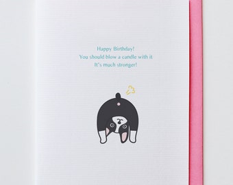 Blowing Boston Terrier Birthday Card - Boston Terrier, Happy Birthday, Fart, Greeting Card, Animal Card, Funny, Unique, Dog, Fart