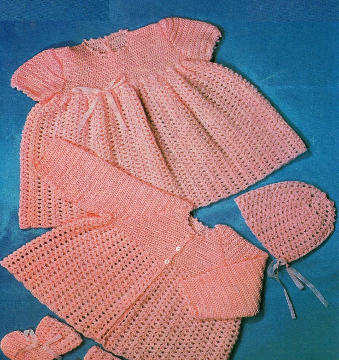 Baby Crochet Pattern / 3ply yarn /Dress Cardigan Booties