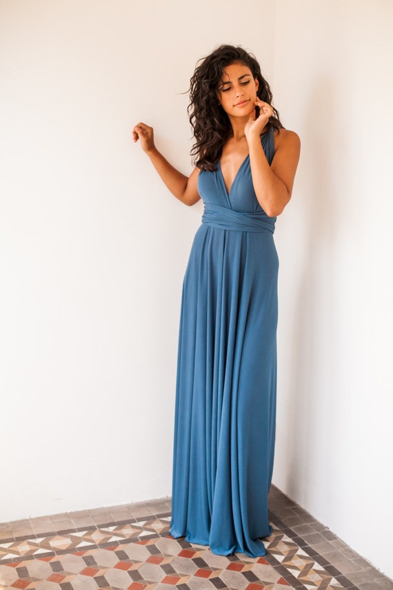 Indigo blue bridesmaid dress denim blue long bridesmaid