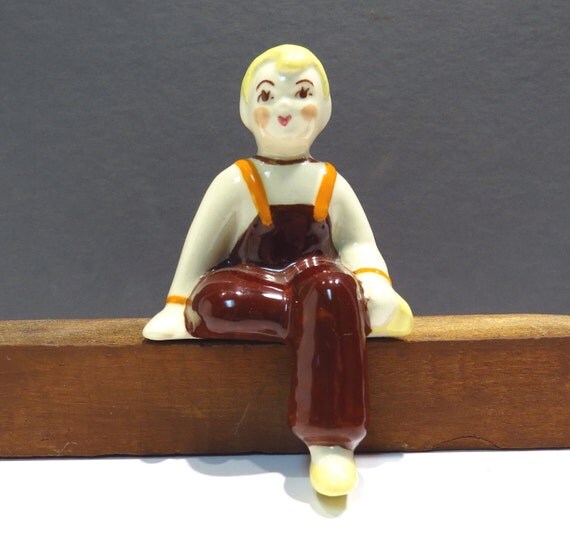 Sitting Child Nip Shelf Sitter Ceramic Arts Studio Vintage