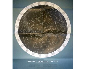 1973 VINTAGE CONSTELLATION CHART - sky map - original vintage print - astronomy constellation map print
