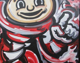 30x24 Officially Licensed Product The Ohio State University Painting Justin Patten Sports Art College Football Brutus (2217) 3024OSURFUV