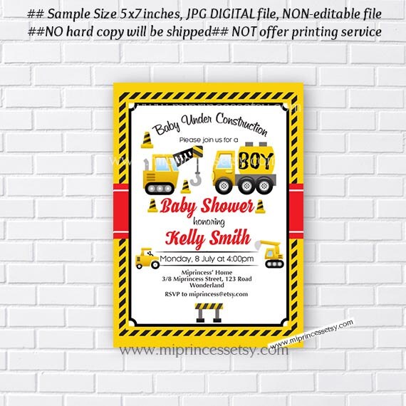 Construction Baby Shower Invitation boy baby shower baby