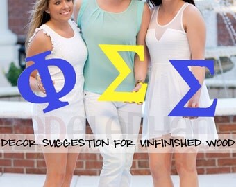 Wooden Greek Letters, 22 inch Unpainted Door Hanger, Sorority Letters Birch Wood, Home Decor, DIY Paint Your Own Monogram 15 pattern choices
