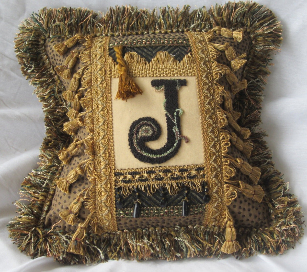 Monogram: J Designer American Handmade by HeirloomPillows on Etsy