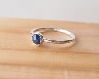 Sapphire Ring - Sterling Silver and Sapphire Ring - September Birthstone Jewelry - Stacking Birthstone Ring - Blue Sapphire Gemstone Jewelry
