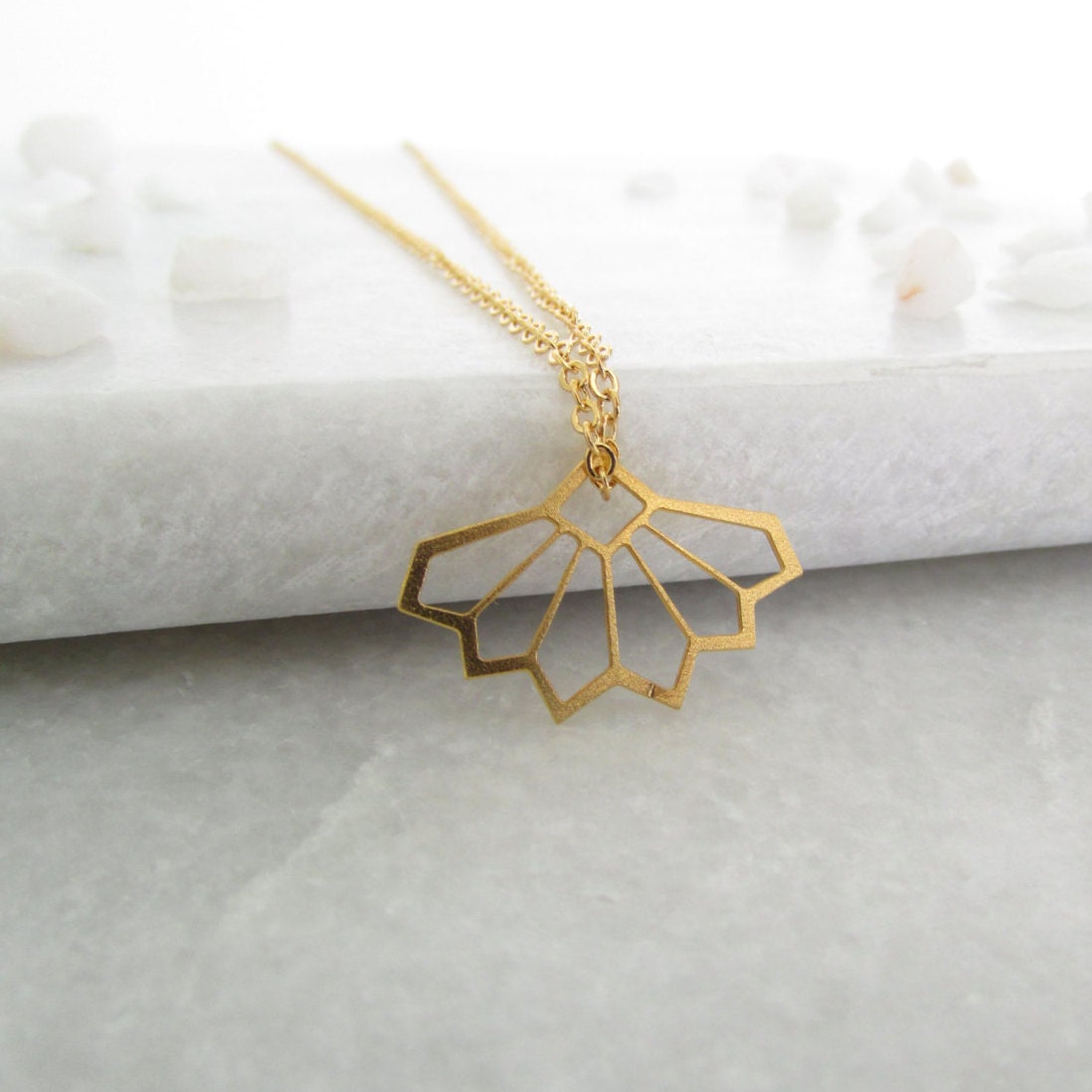 Gold Geometric Necklace Modern Geometric Jewellery by misskukie