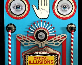Third Eye....Recycled Mixed Media Wooden Art Assemblage