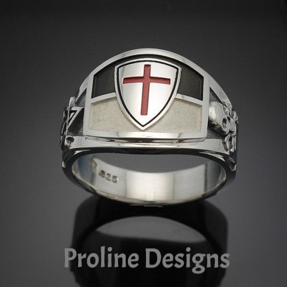 Knights Templar Masonic Ring in Sterling Silver by ProLineDesigns