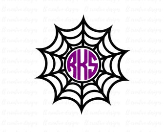 Spider Web Monogram SVG, Halloween Monogram Frames, Halloween SVG, Cricut Cut Files, Silhouette Cut Files